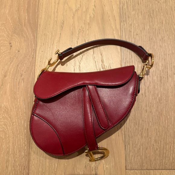 dior saddle bag mini red burgundy - Picture 1 of 4